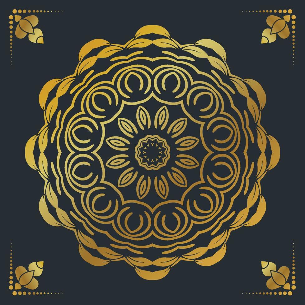 Fondo de diseño de mandala ornamental de lujo en color dorado. vector