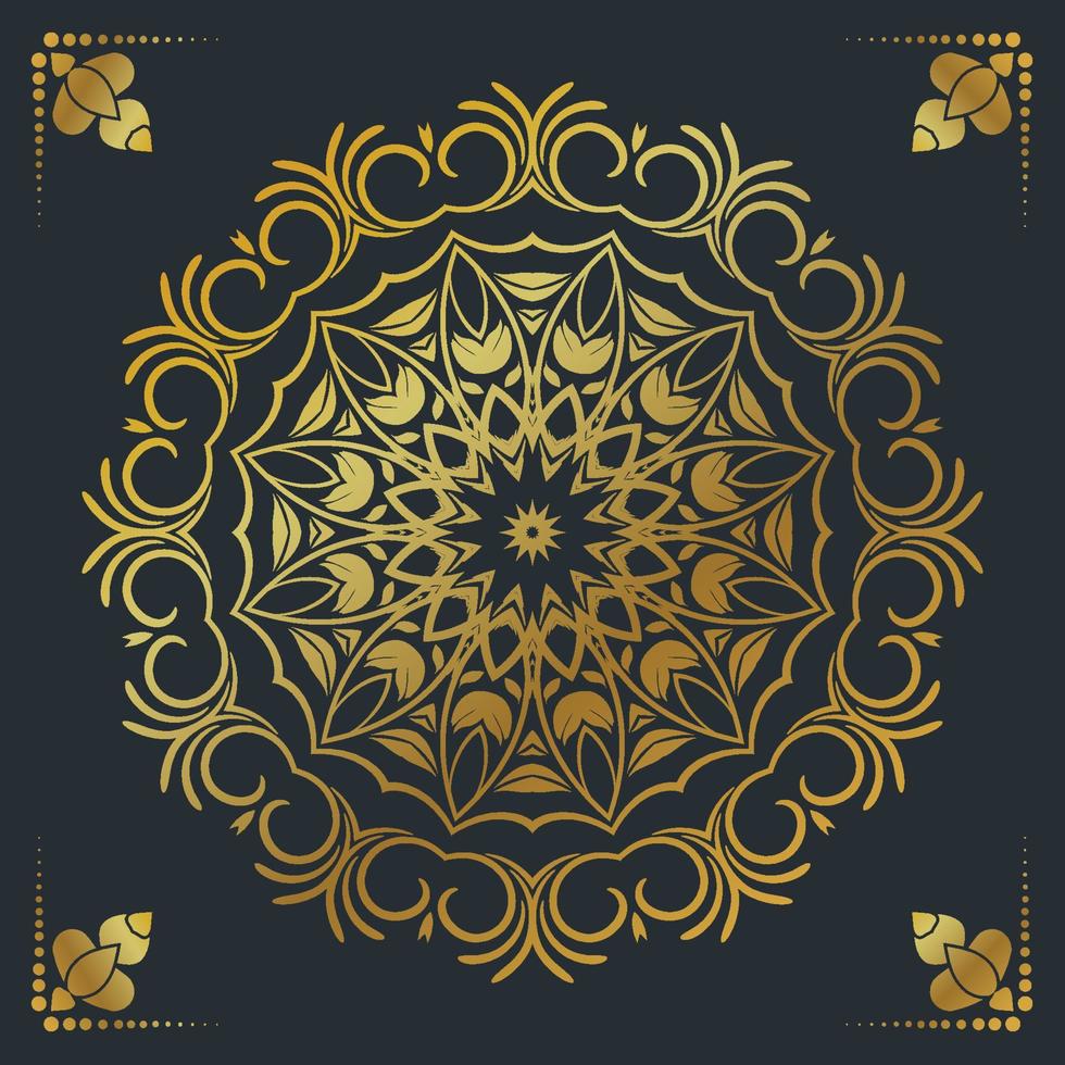 Luxury ornamental mandala design background in gold color vector