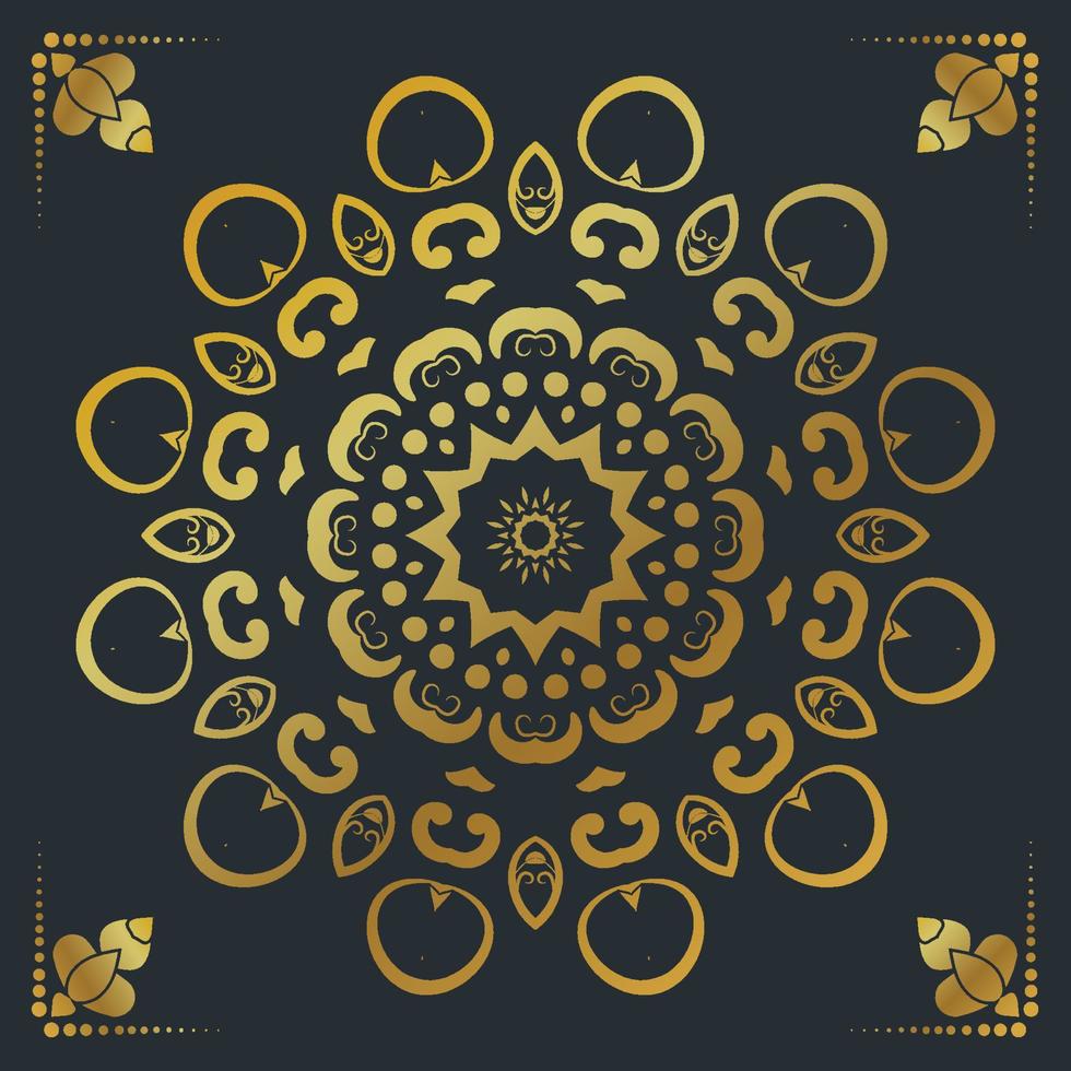 Luxury ornamental mandala design background in gold color vector