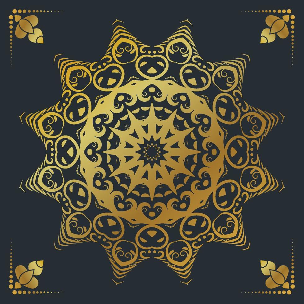 Luxury ornamental mandala design background in gold color vector