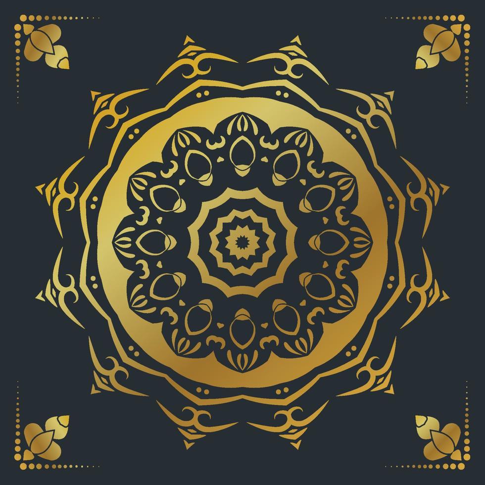 Fondo de diseño de mandala ornamental de lujo en color dorado. vector