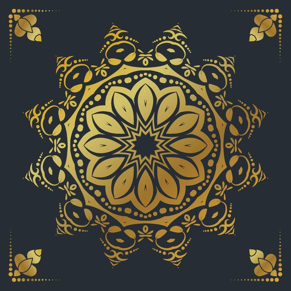 Fondo de diseño de mandala ornamental de lujo en color dorado. vector