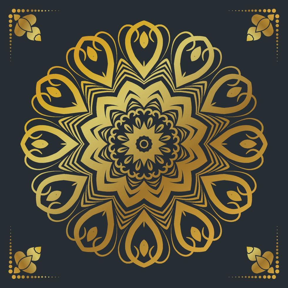 Luxury ornamental mandala design background in gold color vector