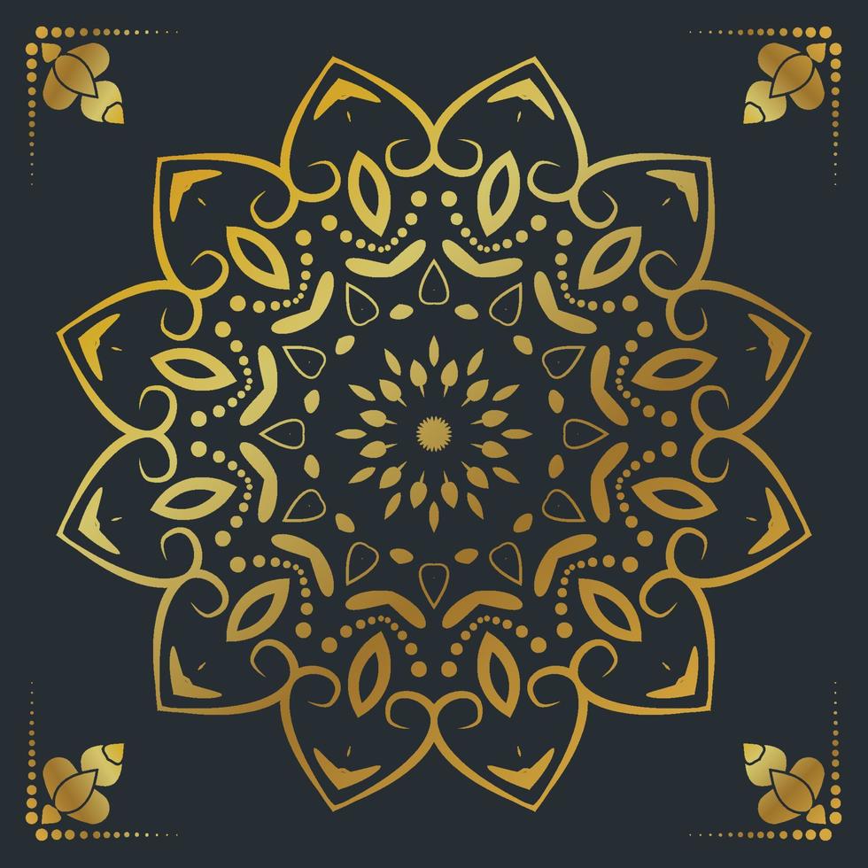 Luxury ornamental mandala design background in gold color vector