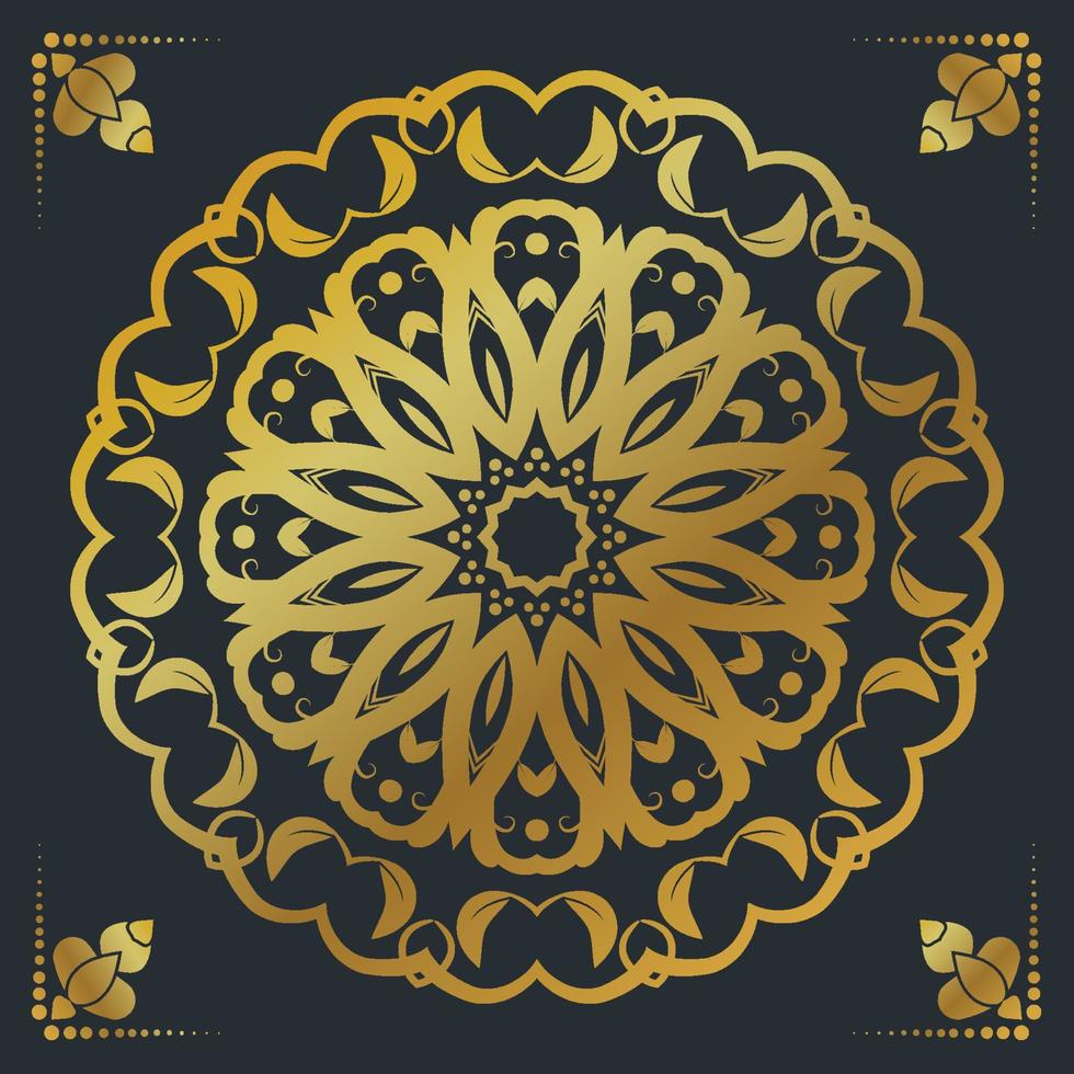 Fondo de diseño de mandala ornamental de lujo en color dorado. vector