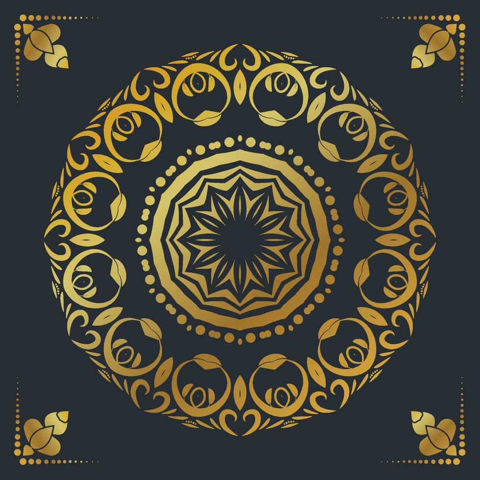 Fondo de diseño de mandala ornamental de lujo en color dorado. vector