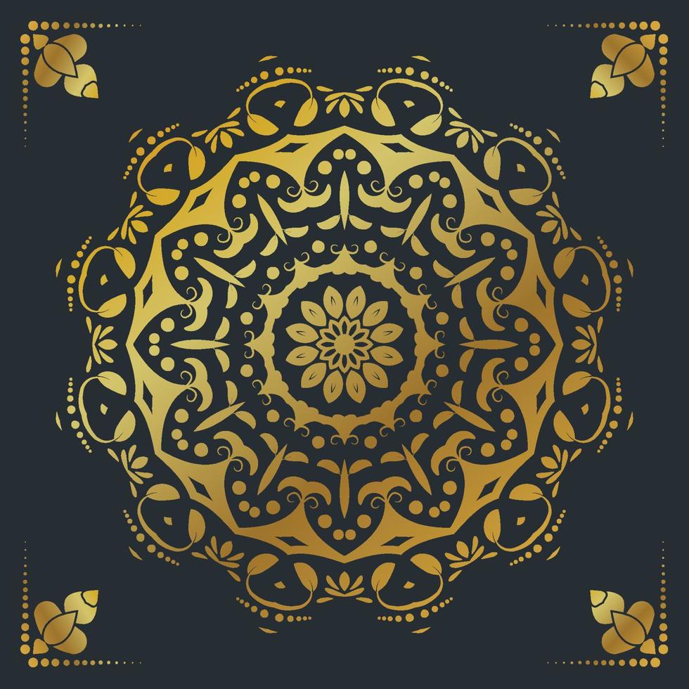 Luxury ornamental mandala design background in gold color vector