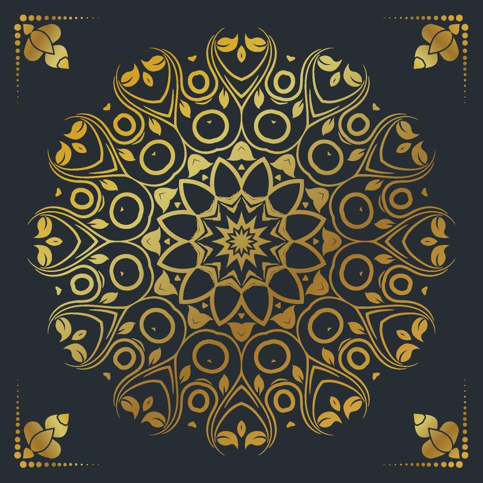Luxury ornamental mandala design background in gold color vector
