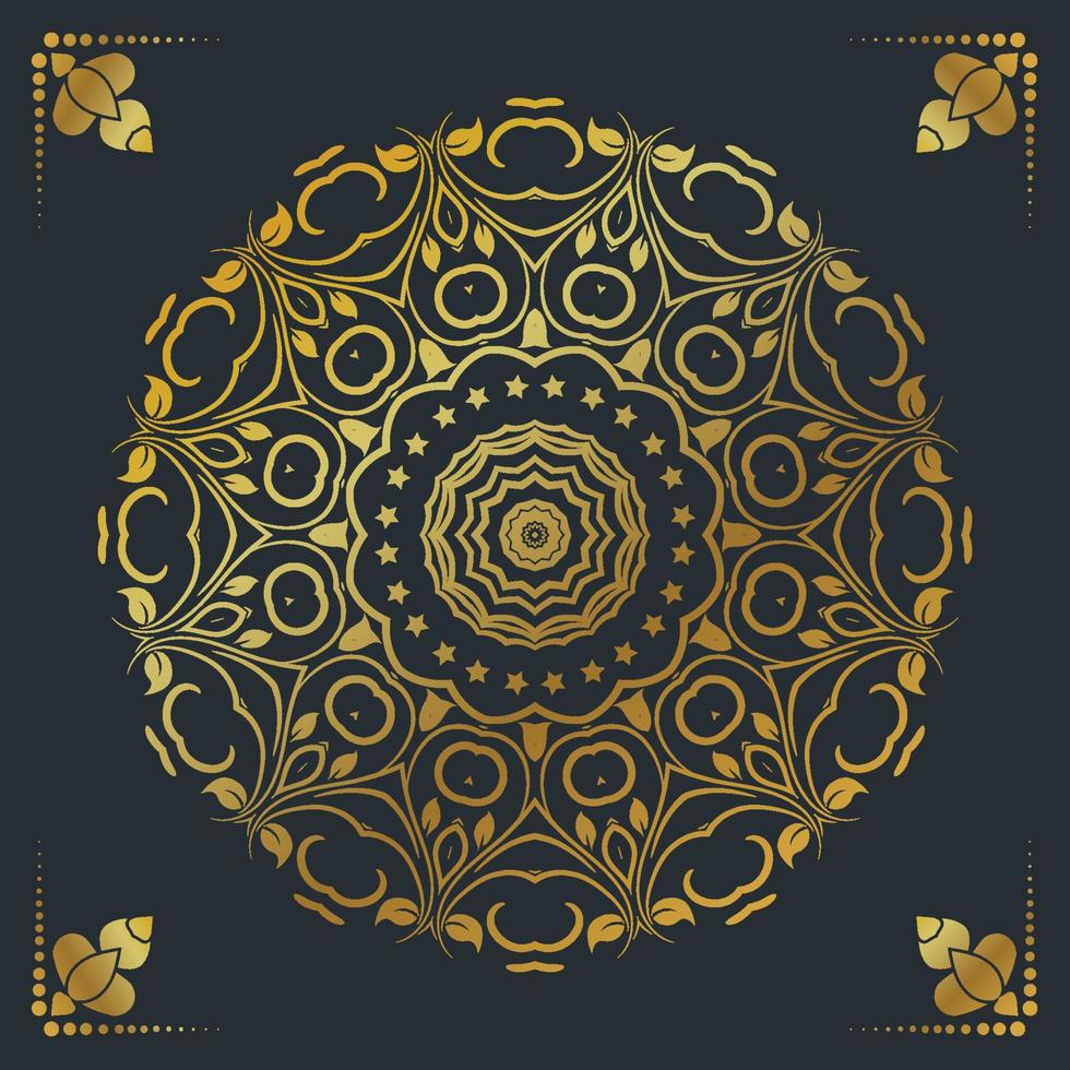 Luxury ornamental mandala design background in gold color vector