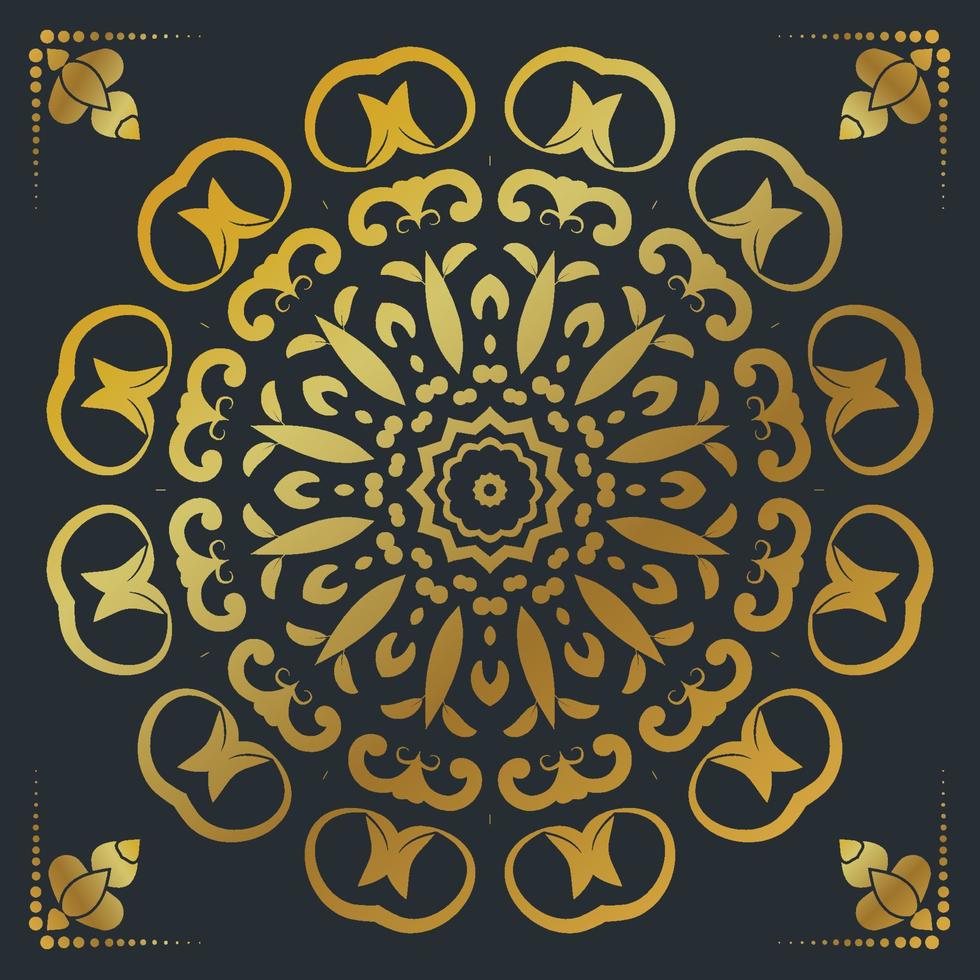 Luxury ornamental mandala design background in gold color vector