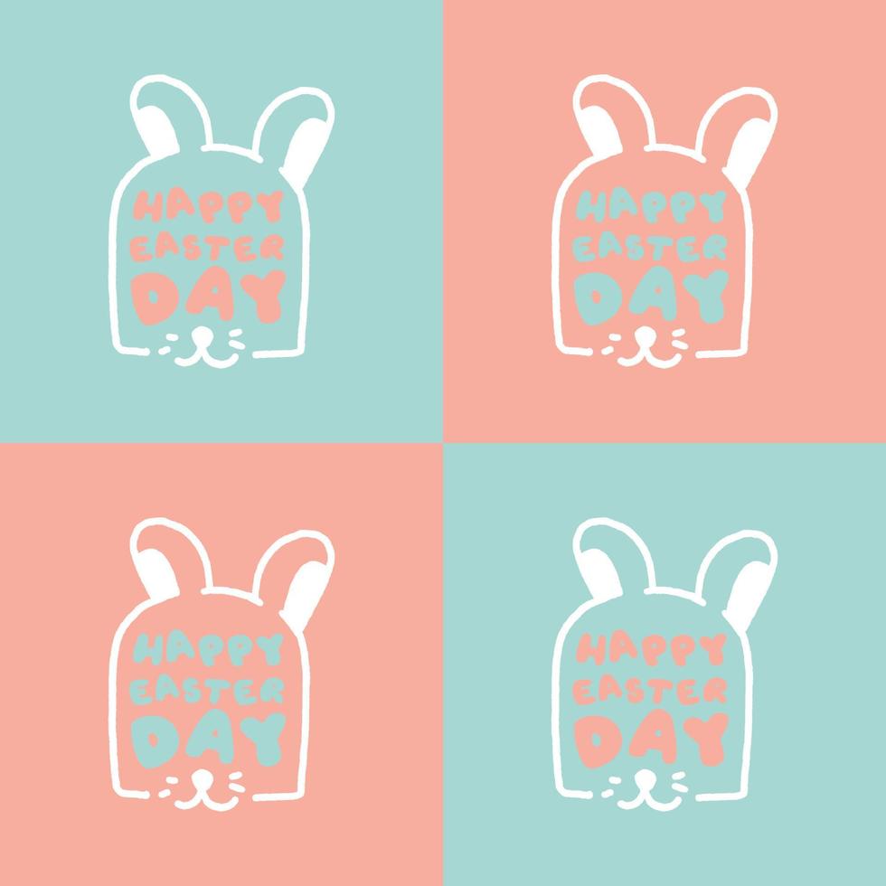 Cute Typography Happy Easter Day And Bunny, Doole Design Poster vector