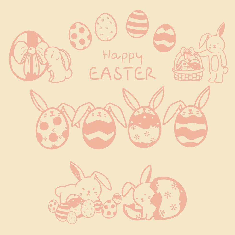 Cute Element Vector Easter Eggs And Bunny Easter, Doole Design