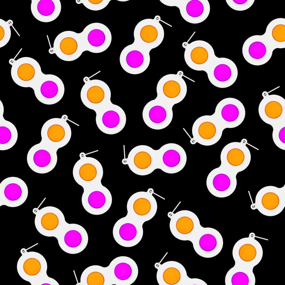 Seamless pattern on a black background in the form of a fashionable anti-stress game. vector