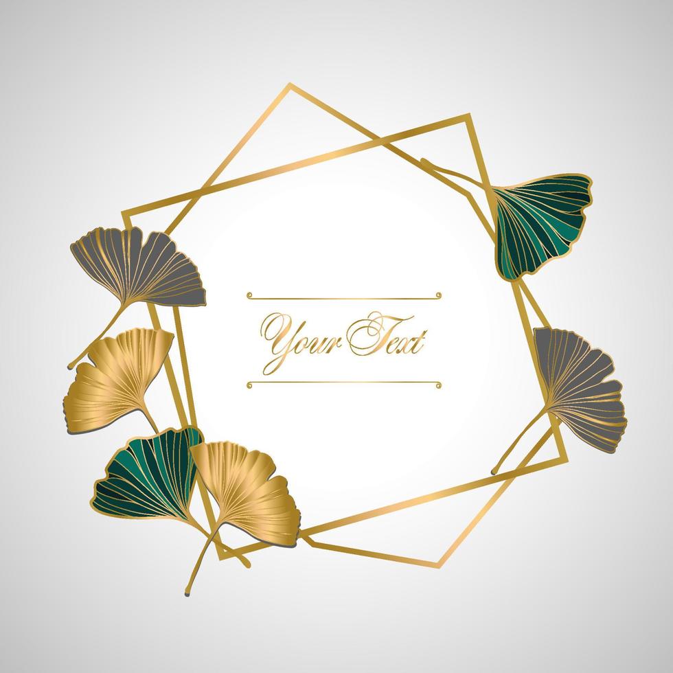 Vector banner of ginkgo biloba leaf. ink line art design. Ginkgo Biloba leaves. Copy Space