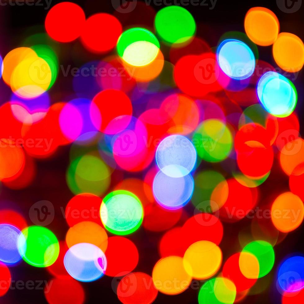 Multicolor lightbulb bokeh background, square photo