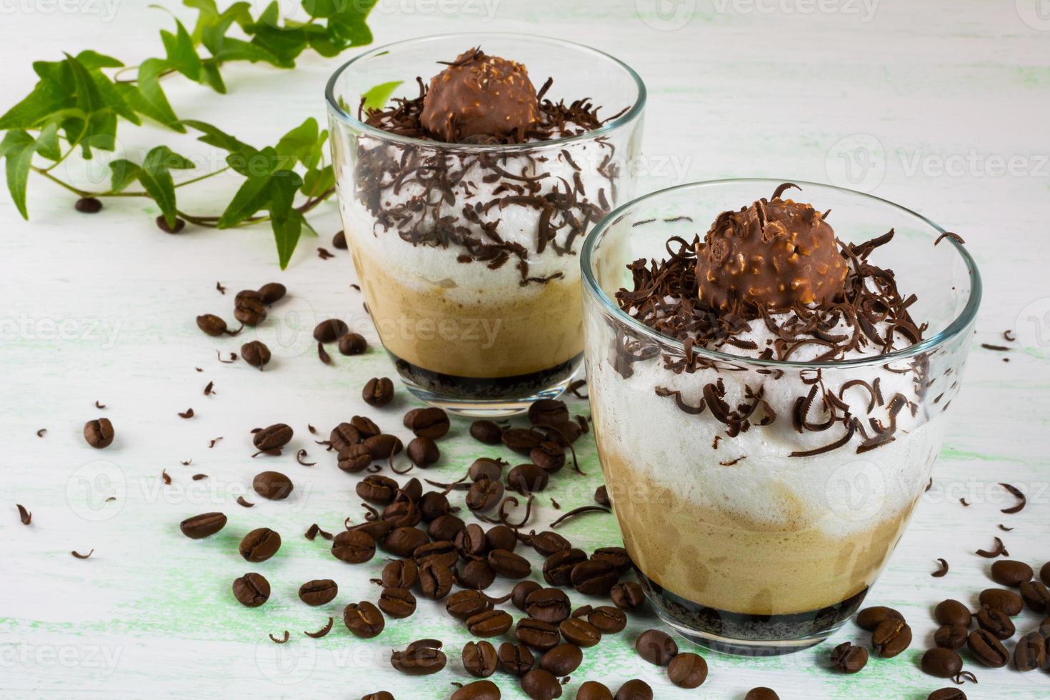 Chocolate dessert in glasses photo