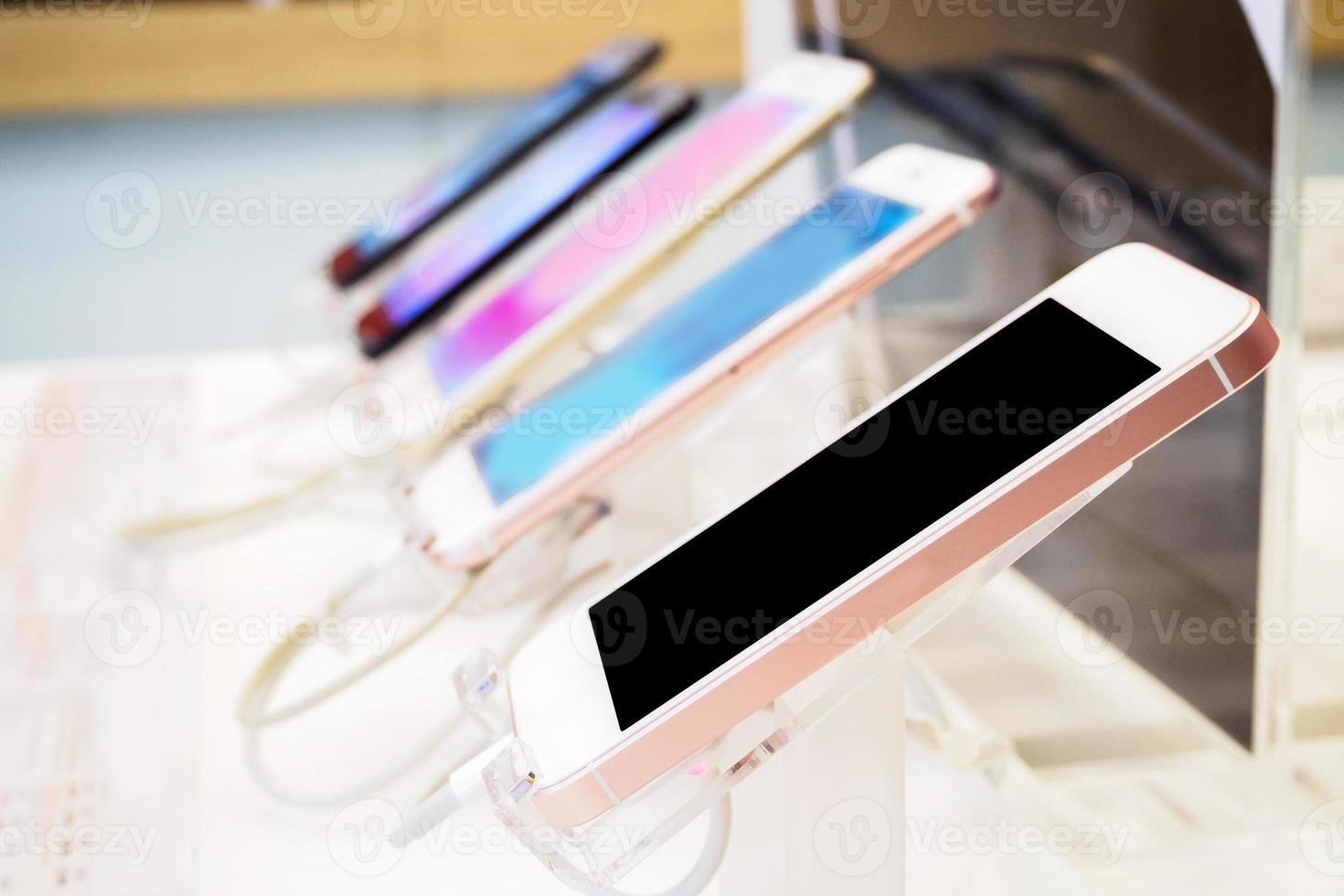 mobile smartphone in electronic store photo