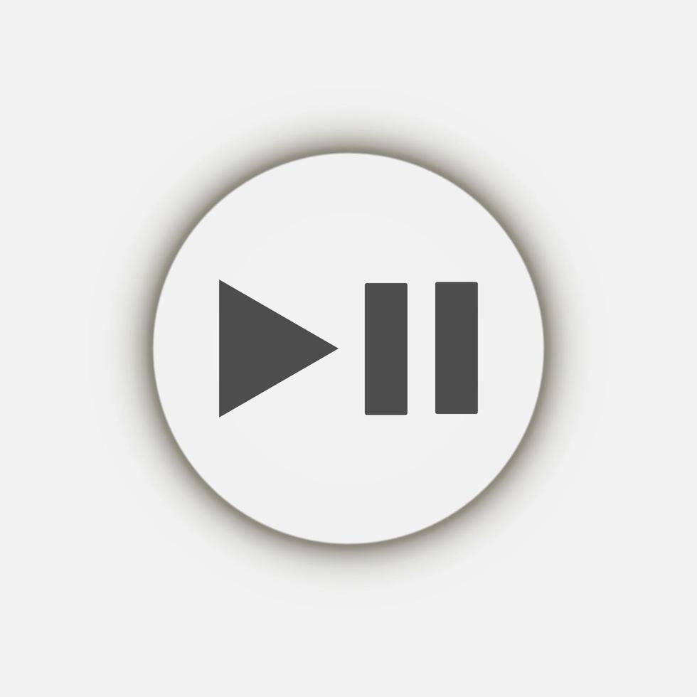 Grey play pause button, flat design style vector