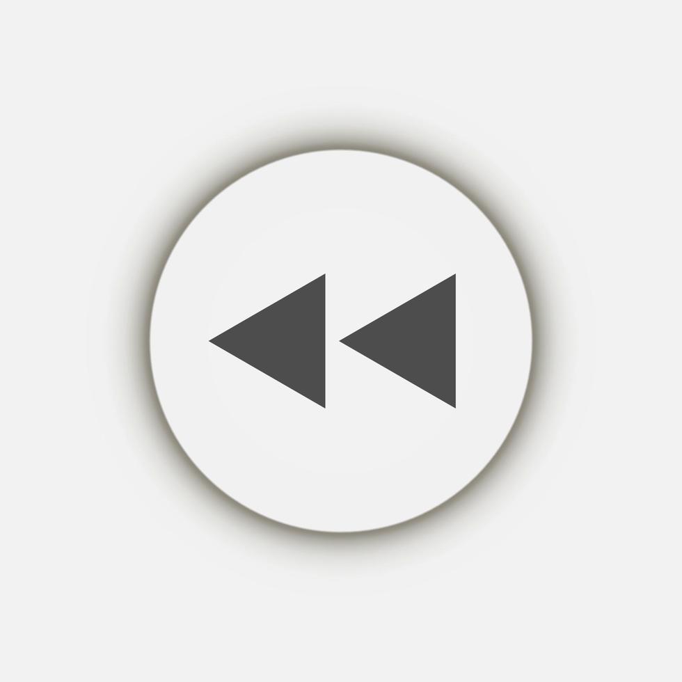 Grey flat symbol rewind button, flat design style vector