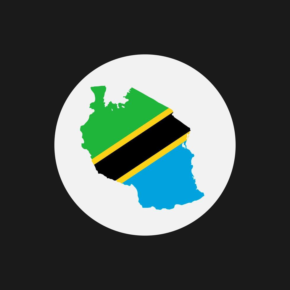 Tanzania mapa silueta con bandera sobre fondo negro vector