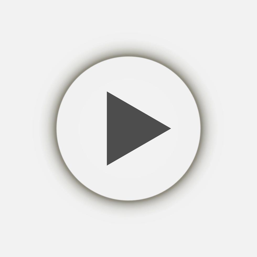 Grey play Icon, flat design style vector