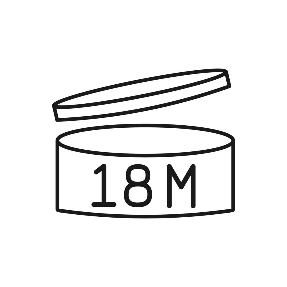 Expiration date 18 month icon. Period after opening symbol. Vector Illustration.