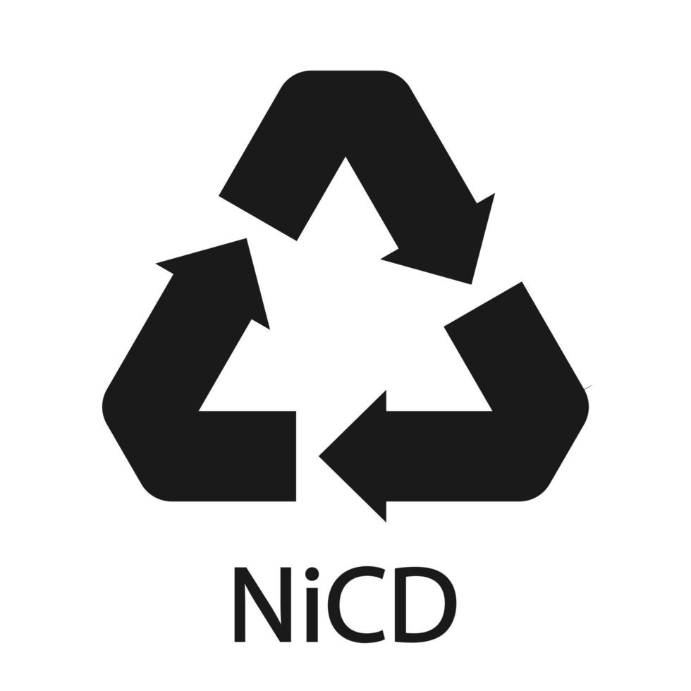 Battery recycling code 10 NiCD . Vector illustration