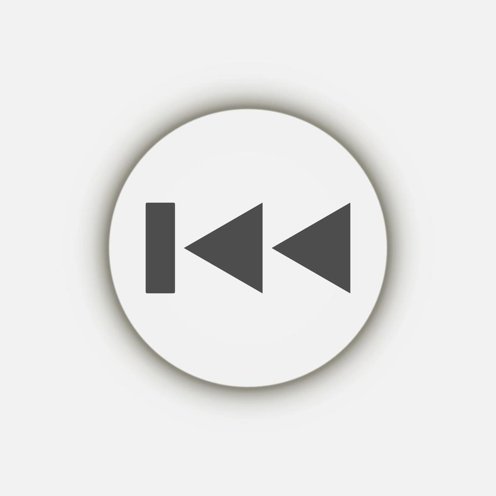 Grey rewind button, flat design style vector