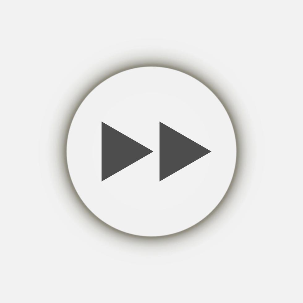 Grey flat symbol rewind button, flat design style vector