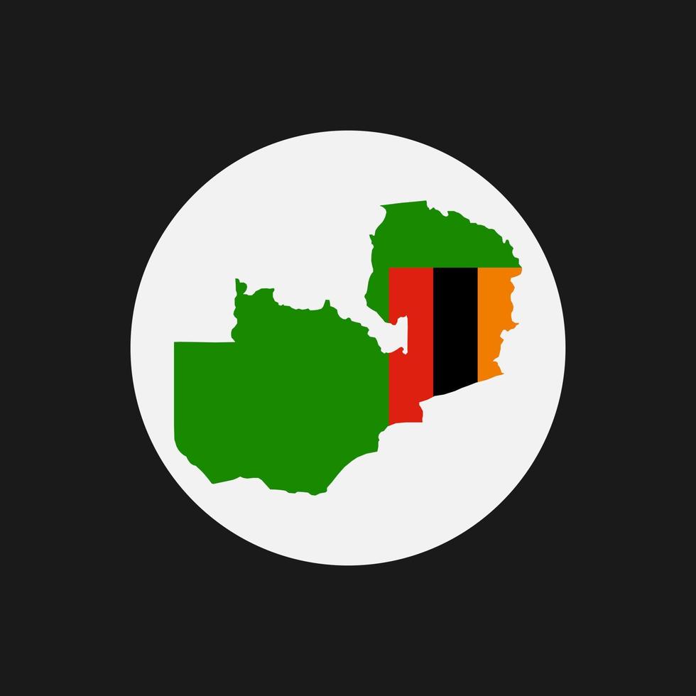 Zambia mapa silueta con bandera sobre fondo blanco. vector