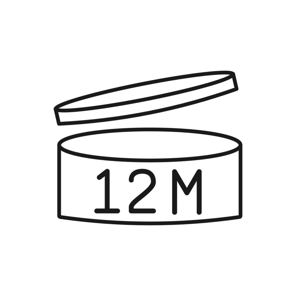 Expiration date 12 month icon. Period after opening symbol. Vector Illustration.