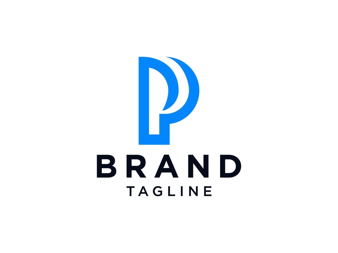 logotipo inicial abstracto de la letra p. forma geométrica azul con punto cuadrado rojo aislado sobre fondo blanco. utilizable para logotipos comerciales y de marca. elemento de plantilla de diseño de logotipo de vector plano.
