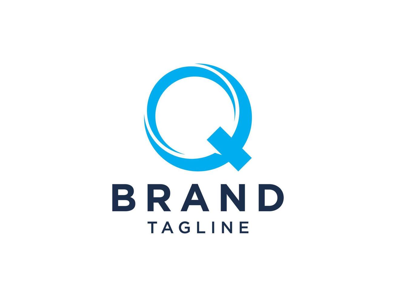Abstract Initial Letter Q Logo. Blue Shape with Line isolated on White Background. Usable for Business and Technology Logos. Flat Vector Logo Design Template Element.