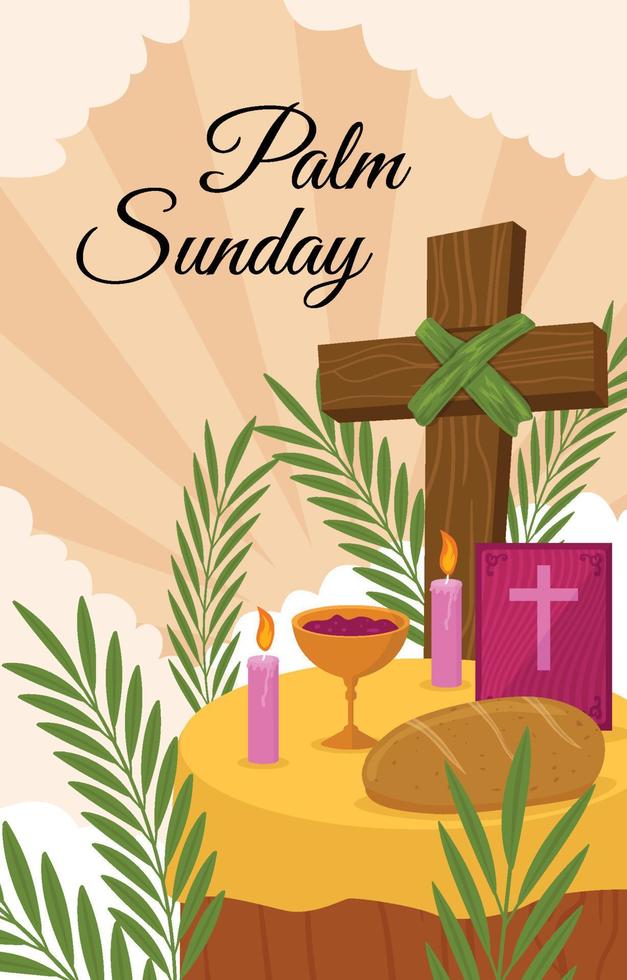 Palm Sunday with Cross Background vector