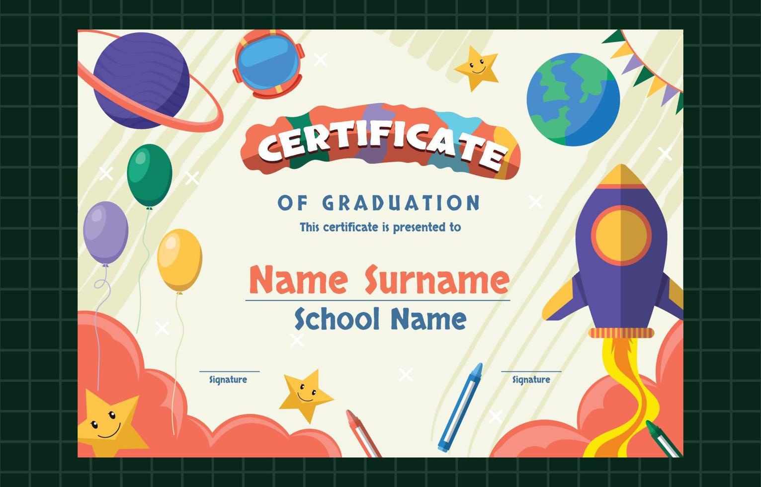 plantilla de certificado de jardín de infantes vector