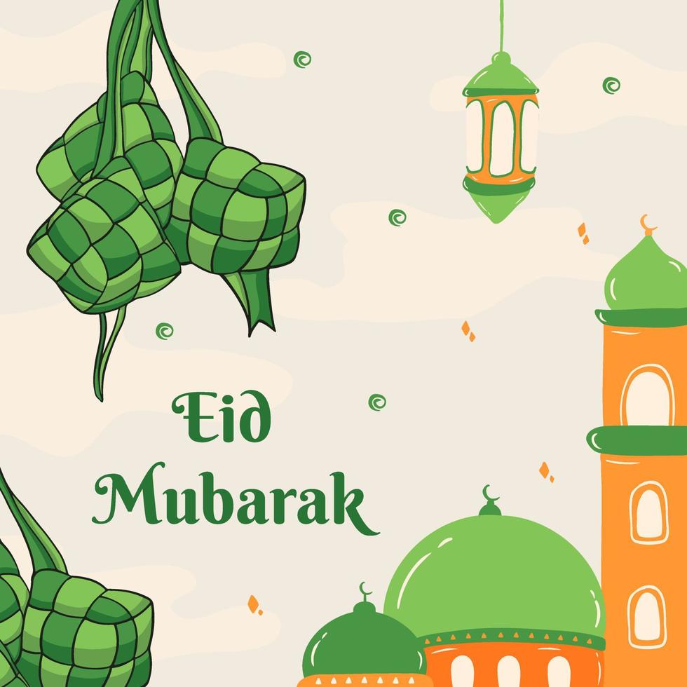 Eid Mubarak Social Media Banner Template . Flat Illustration Vector Graphic