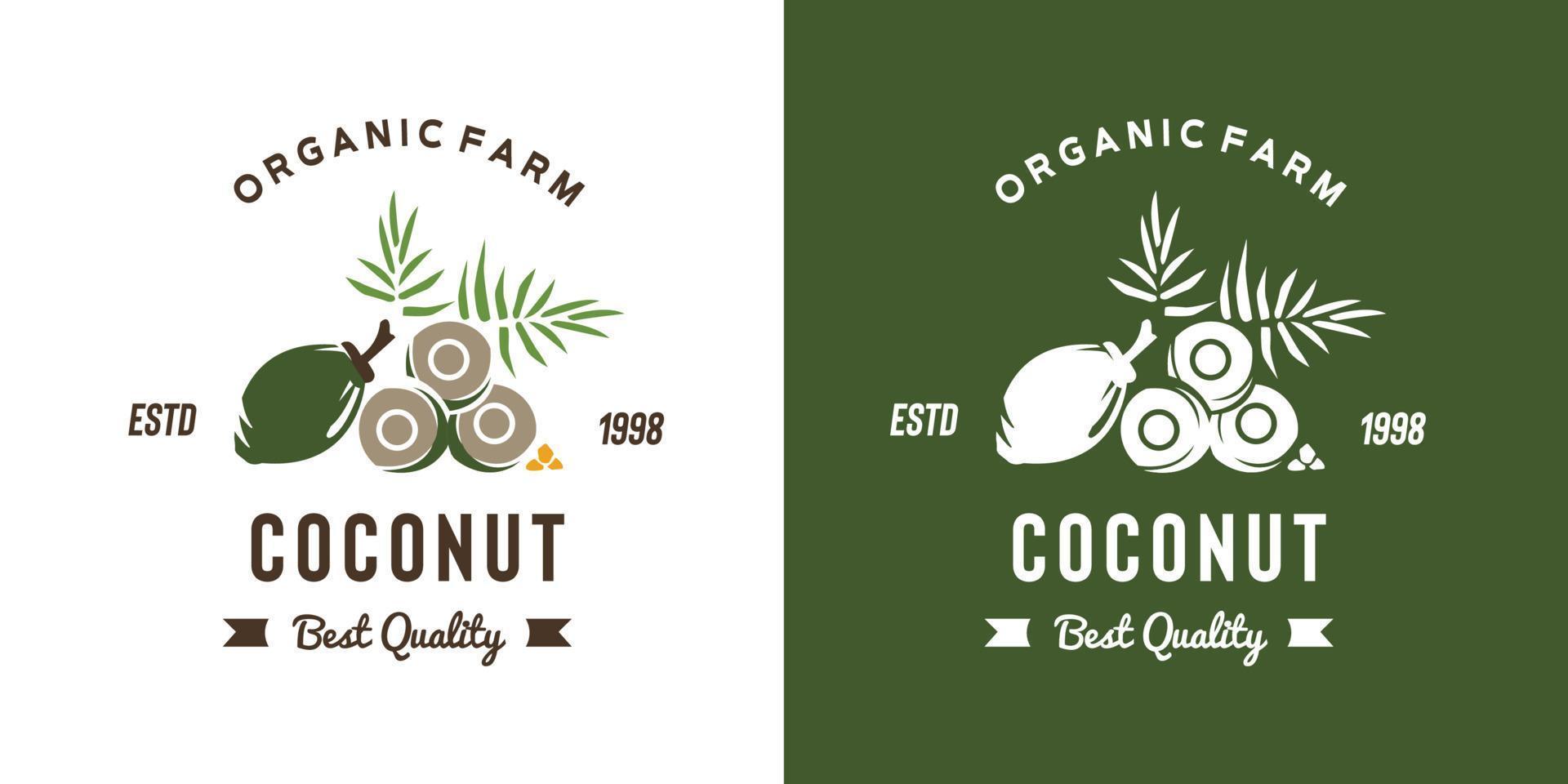 vintage coconut fruit logo illustration suitable for fruit shop and fruit farm vector