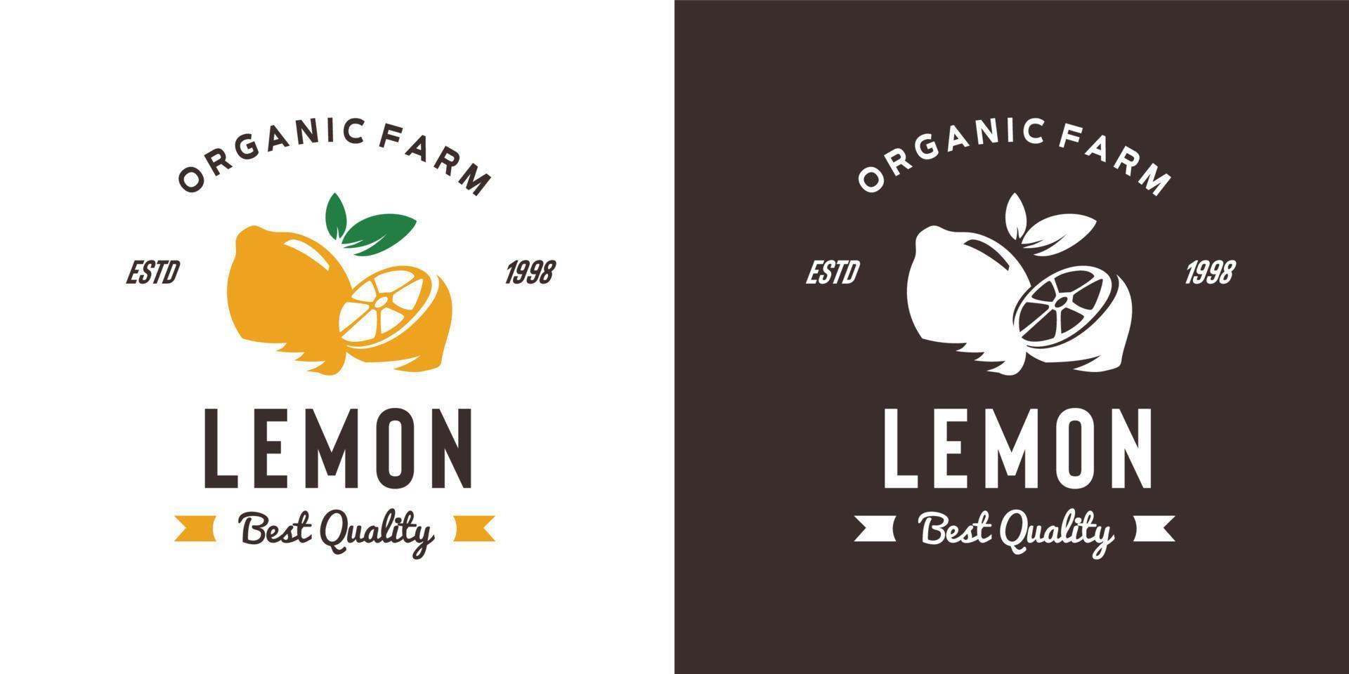 vintage lemon fruit logo illustration suitable for fruit shop and fruit farm vector