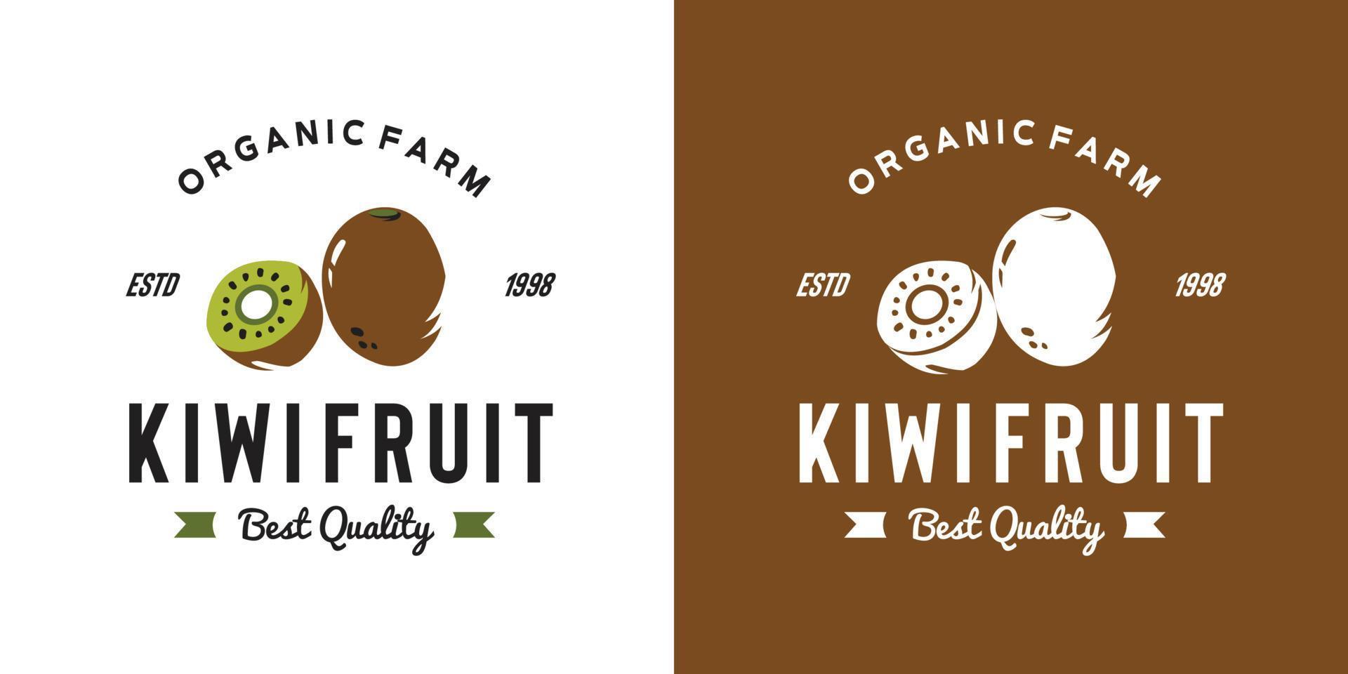 vintage kiwi fruit logo illustration suitable for fruit shop and fruit farm vector