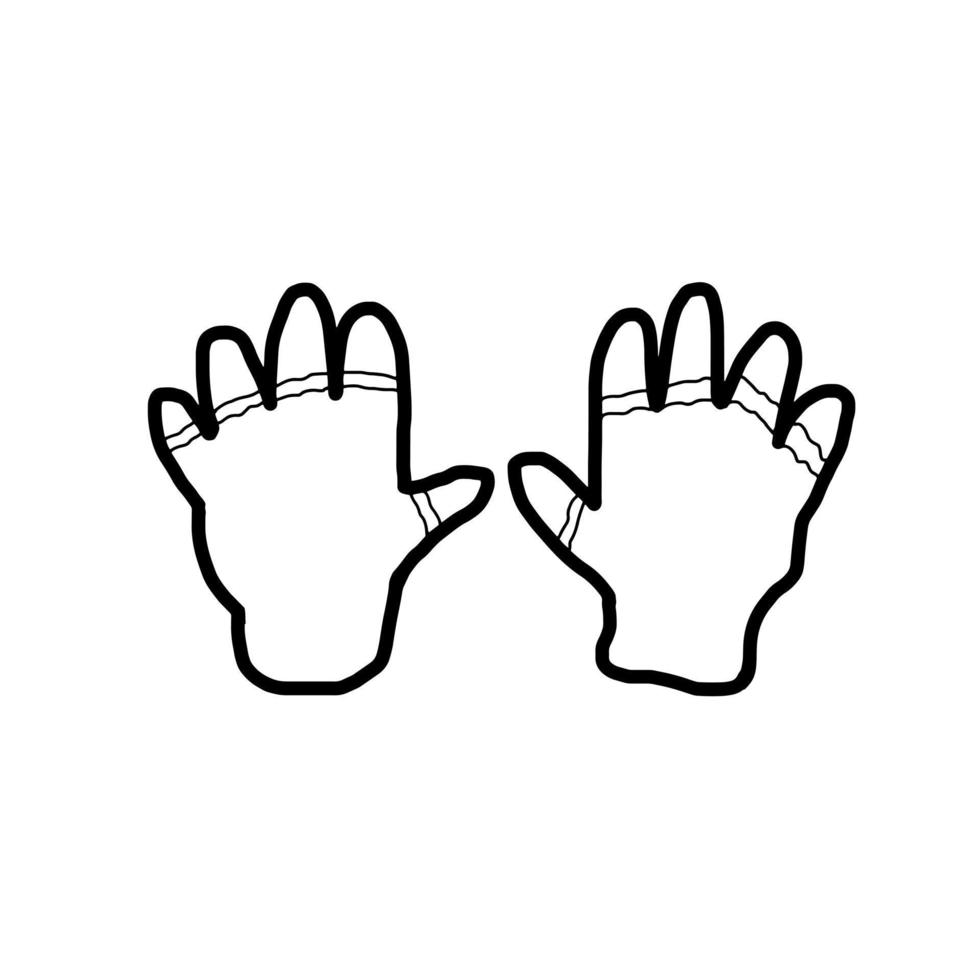 Glove Winter Cloth Fashion Hand drawn organic line Doodle vector