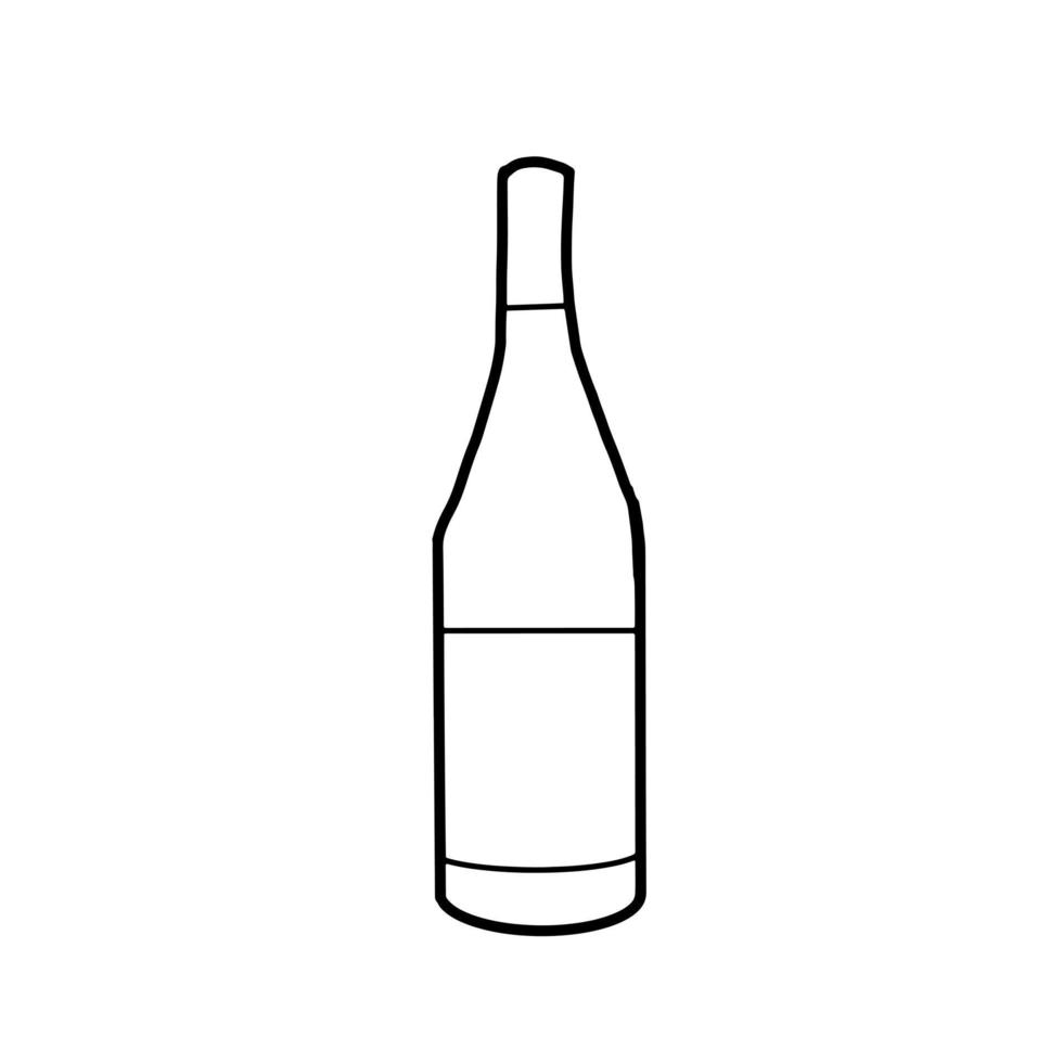 Wine Bottle for relax and celebration Hand drawn organic line Doodle vector