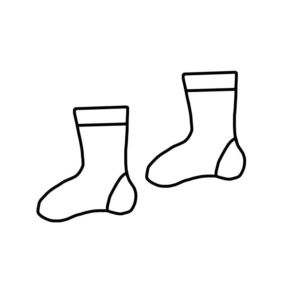 Sock Winter Cloth Fashion Hand drawn organic line Doodle vector