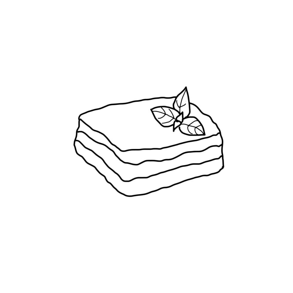 Lasagna Meal Food for Dinner Hand drawn organic line Doodle vector