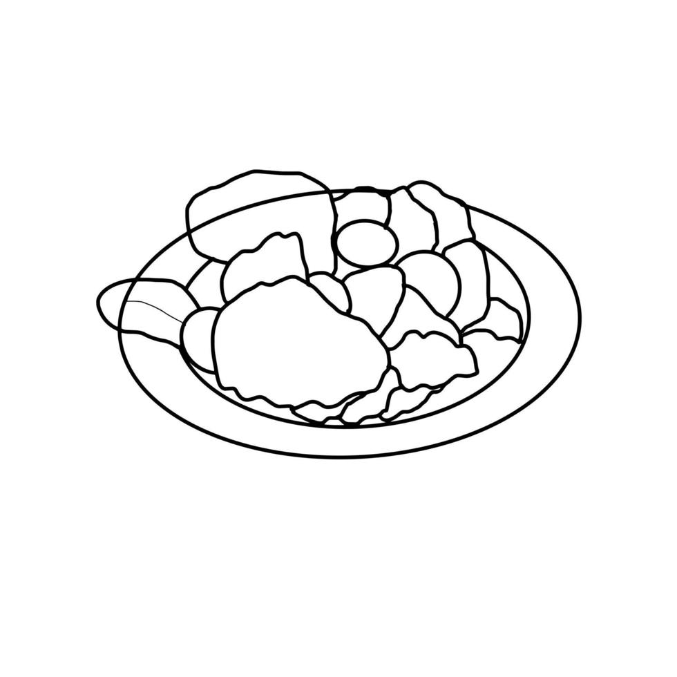 Salad Meal Food for Dinner Hand drawn organic line Doodle vector