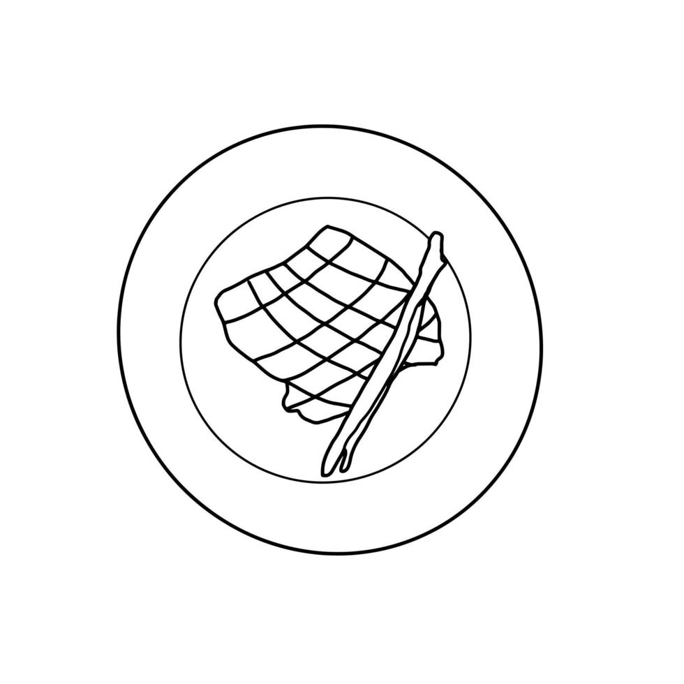 Steak Meal Food for Dinner Hand drawn, organic line, Doodle organic line Doodle vector