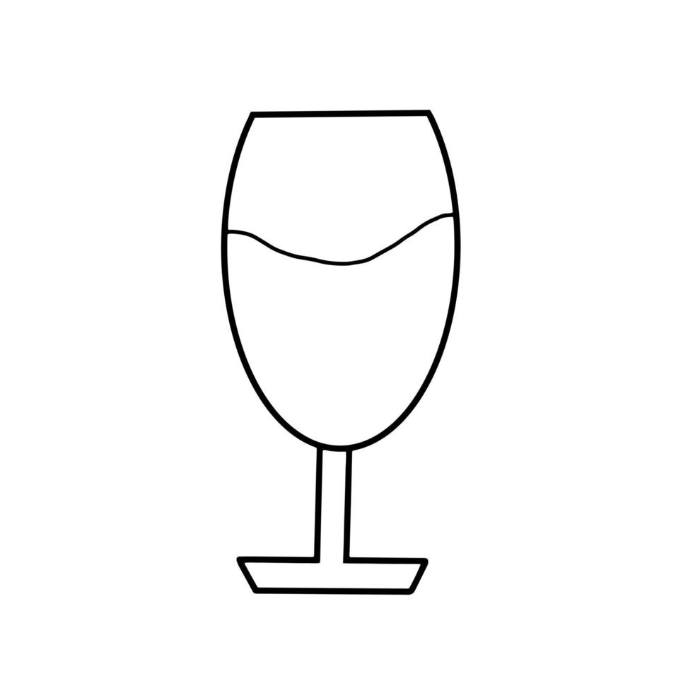 Wine Glass for Thanksgiving or Celebrate Hand drawn organic line Doodle vector