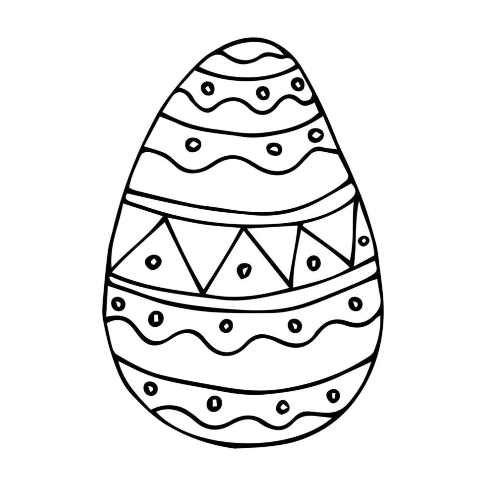 garabatear huevo de pascua. ilustraciones dibujadas a mano en blanco y negro para colorear por los niños. esbozar huevos para tarjetas, logos, vacaciones. vector