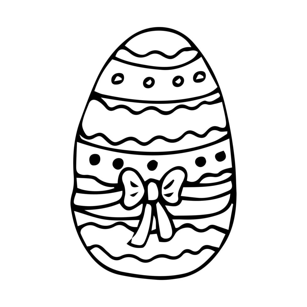 Doodle easter egg. Black and white hand-drawn illustrations for coloring by children. Sketch eggs for cards, logos, holidays. vector