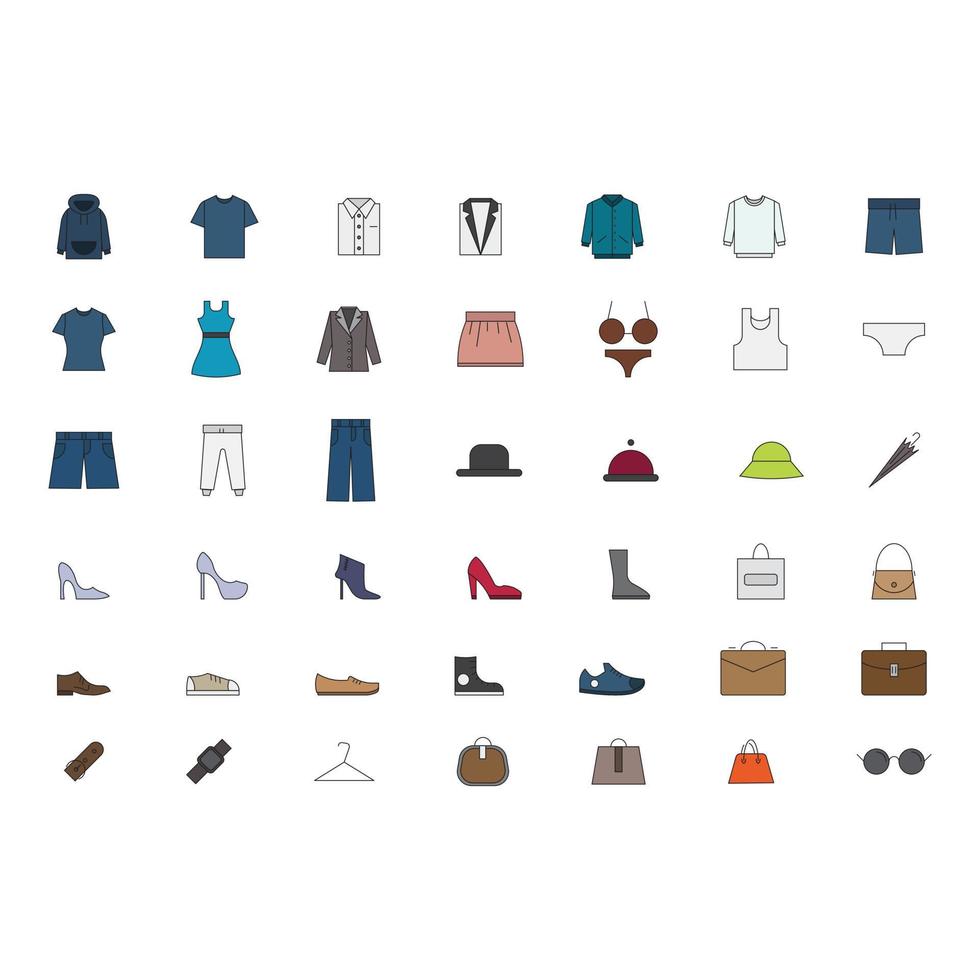conjunto de iconos de moda para la presentación del sitio web de iconos de símbolos vector