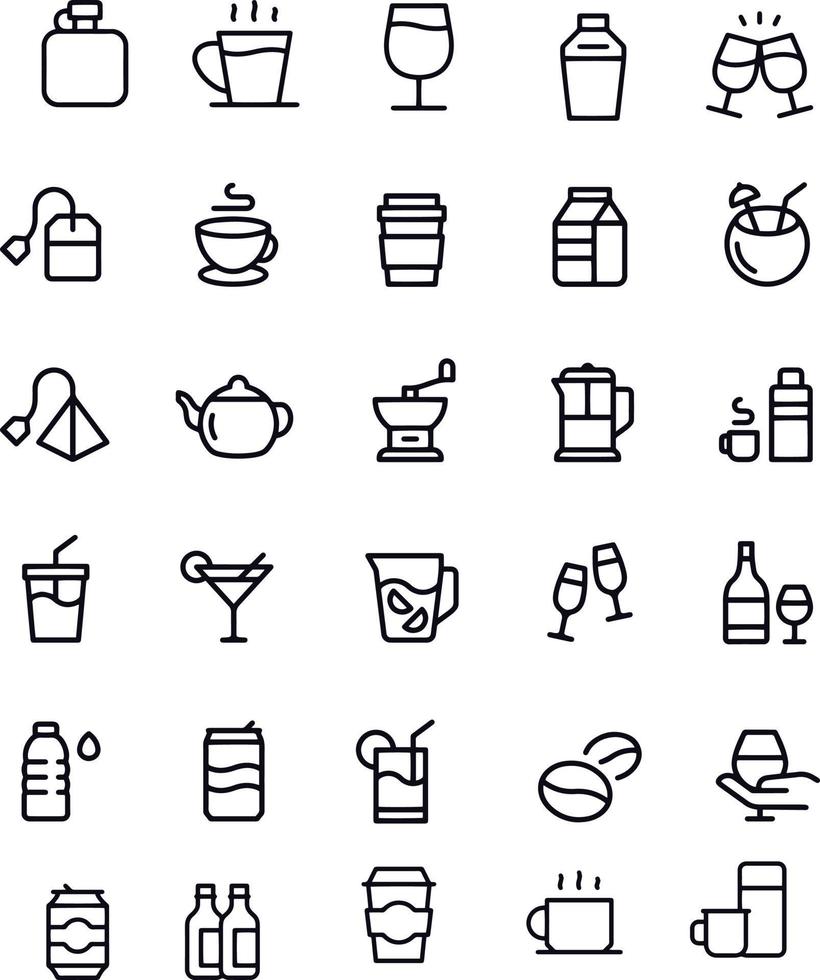 drink line icons vector design